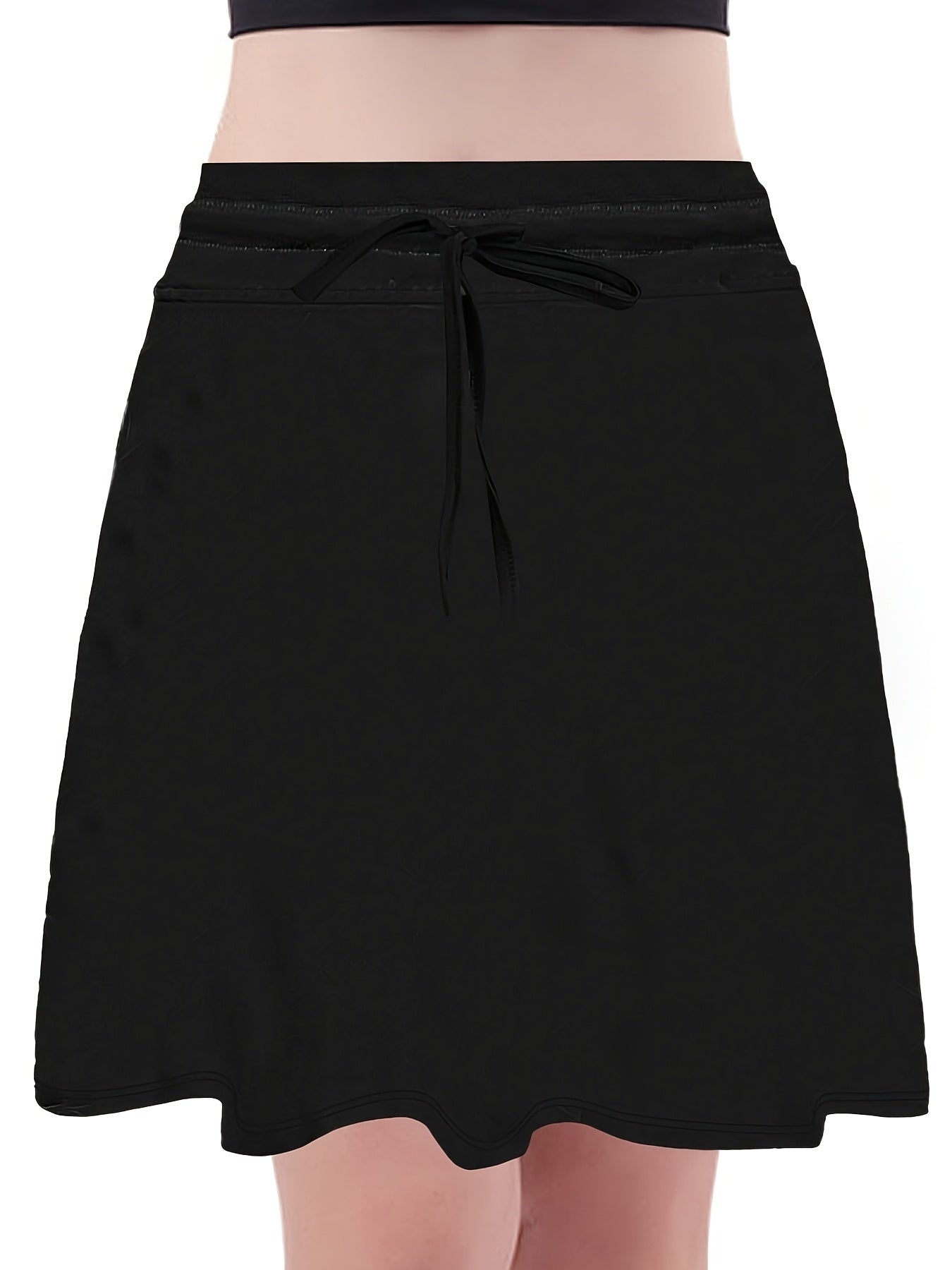 Plus Size Women's High-Waisted A-Line Skirt Shorts with Pockets Abstract Print Stretchy Fabric