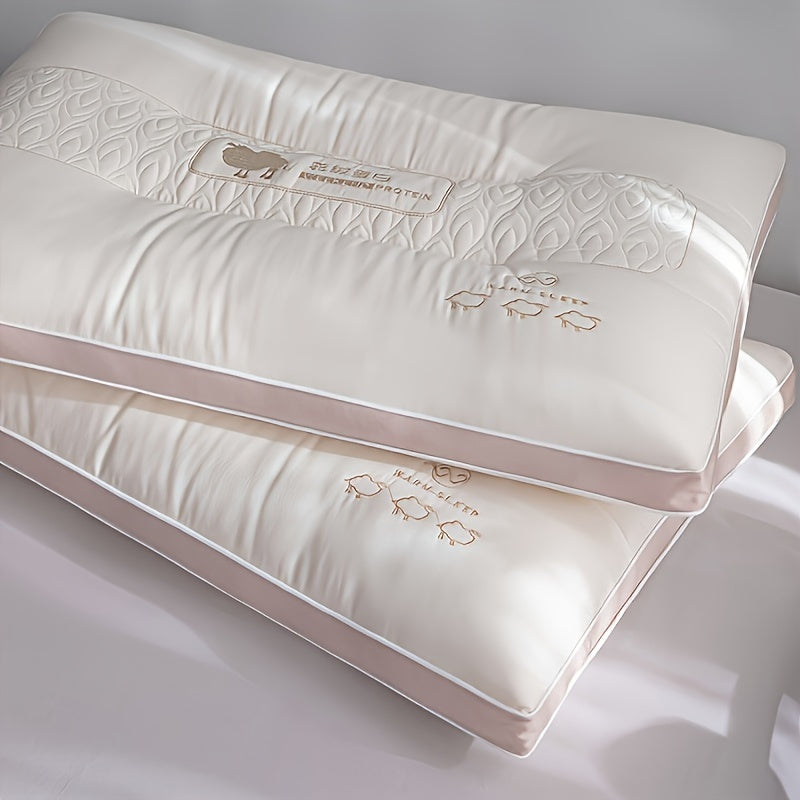 Almohada de cama de lujo para hotel con diseño acolchado, lavable a máquina, soporte para el cuello para dormir de lado y de espaldas