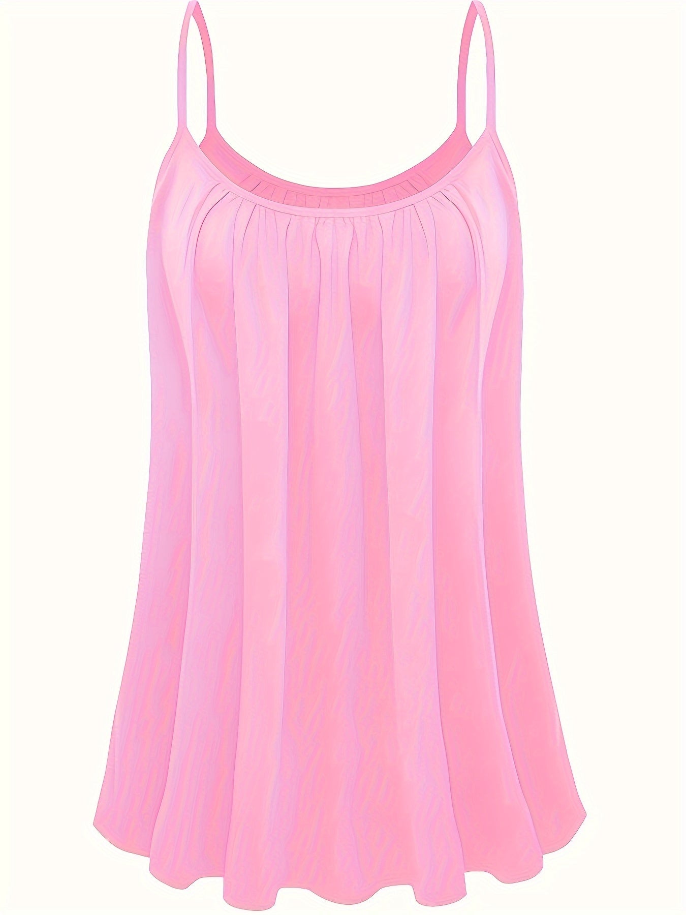 Plus Size Solid Color Cami Top with Ruched Detail Casual Off-Shoulder Polyester Blend