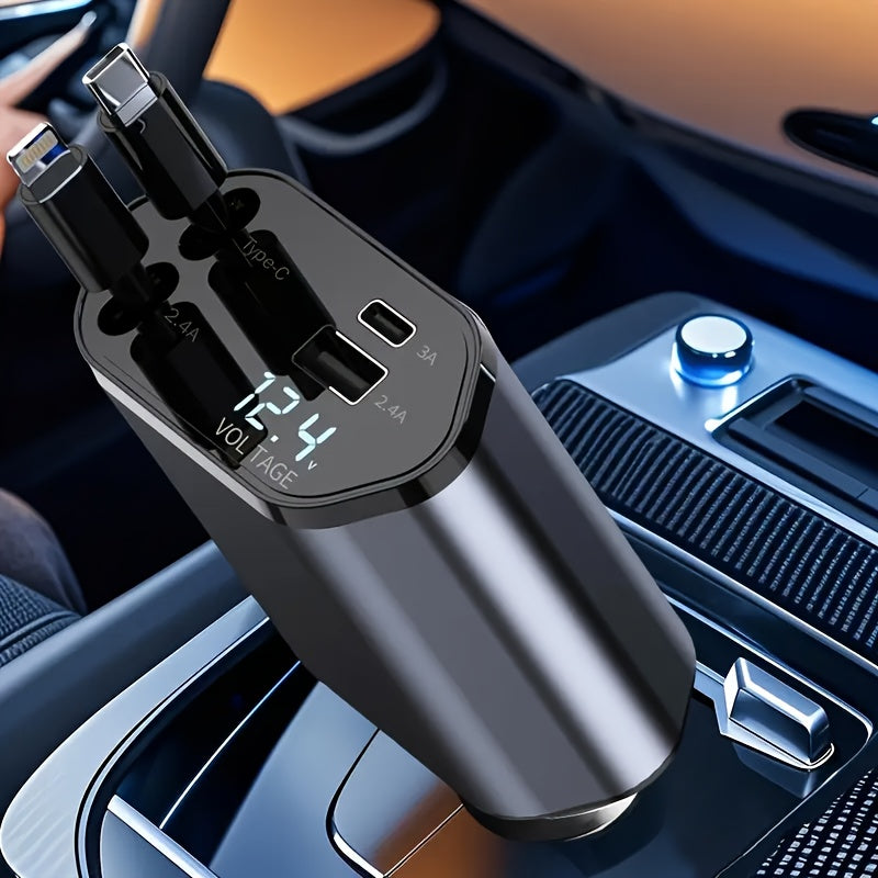 Cargador de coche 4 en 1 con carga rápida de 66W, adaptador de corriente USB C para smartphones