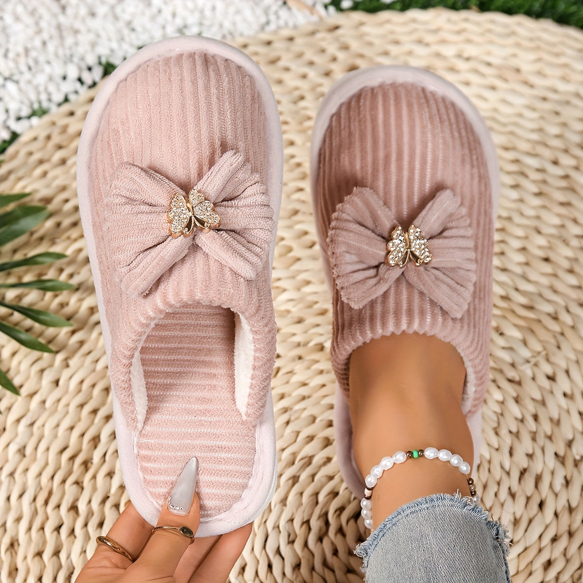 Unisex Slip-On House Slippers with Eva Sole, Cozy Fabric Upper