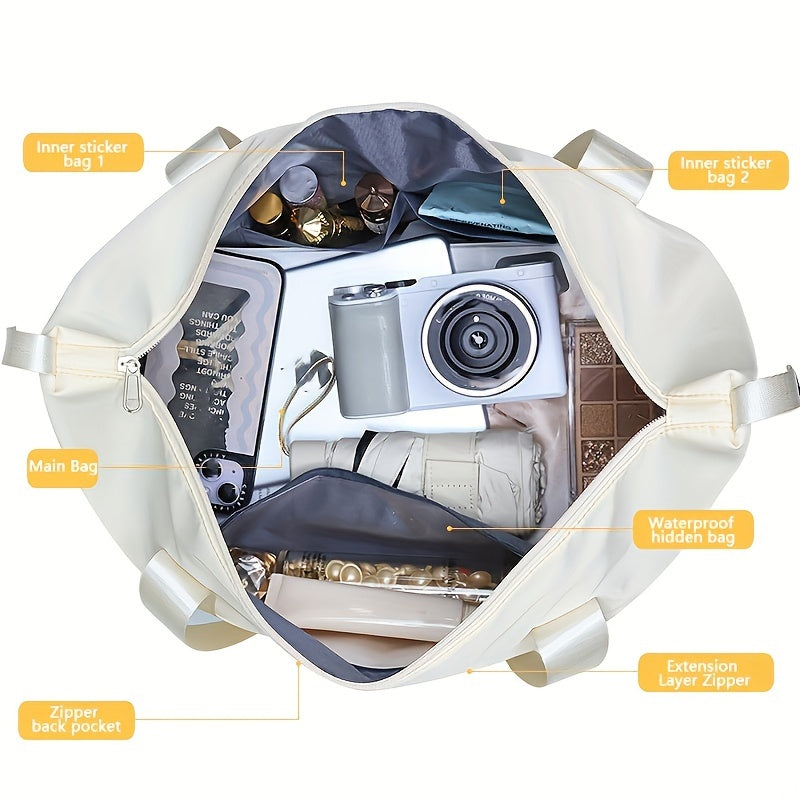 Women's Polyester Duffel Bag Set with Toiletry Bag Shoe Compartment Wet Pocket and Multiple Compartments