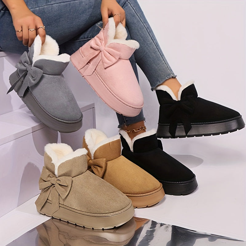 Winter Snow Boots for Men and Women Plush Lined Indoor Outdoor Slippers Gray Pink Black Beige