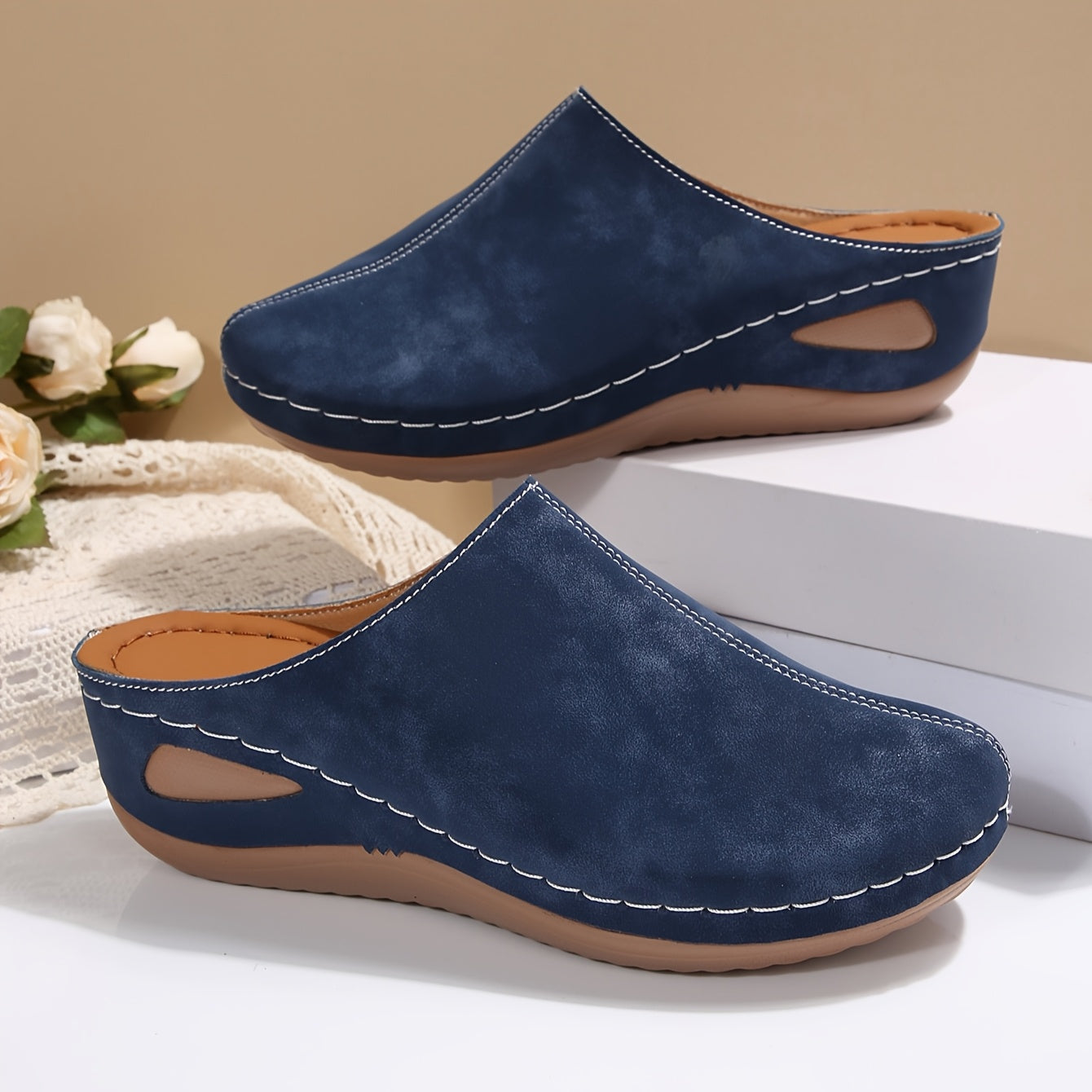 Women's PU Slip-On Platform Sandals with Cushioned Sole All-Season