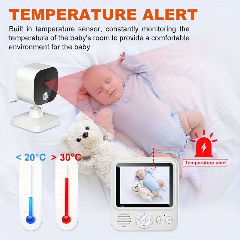 Home Security Camera 7.62cm HD Video Monitor with Two-Way Audio Temperature Display