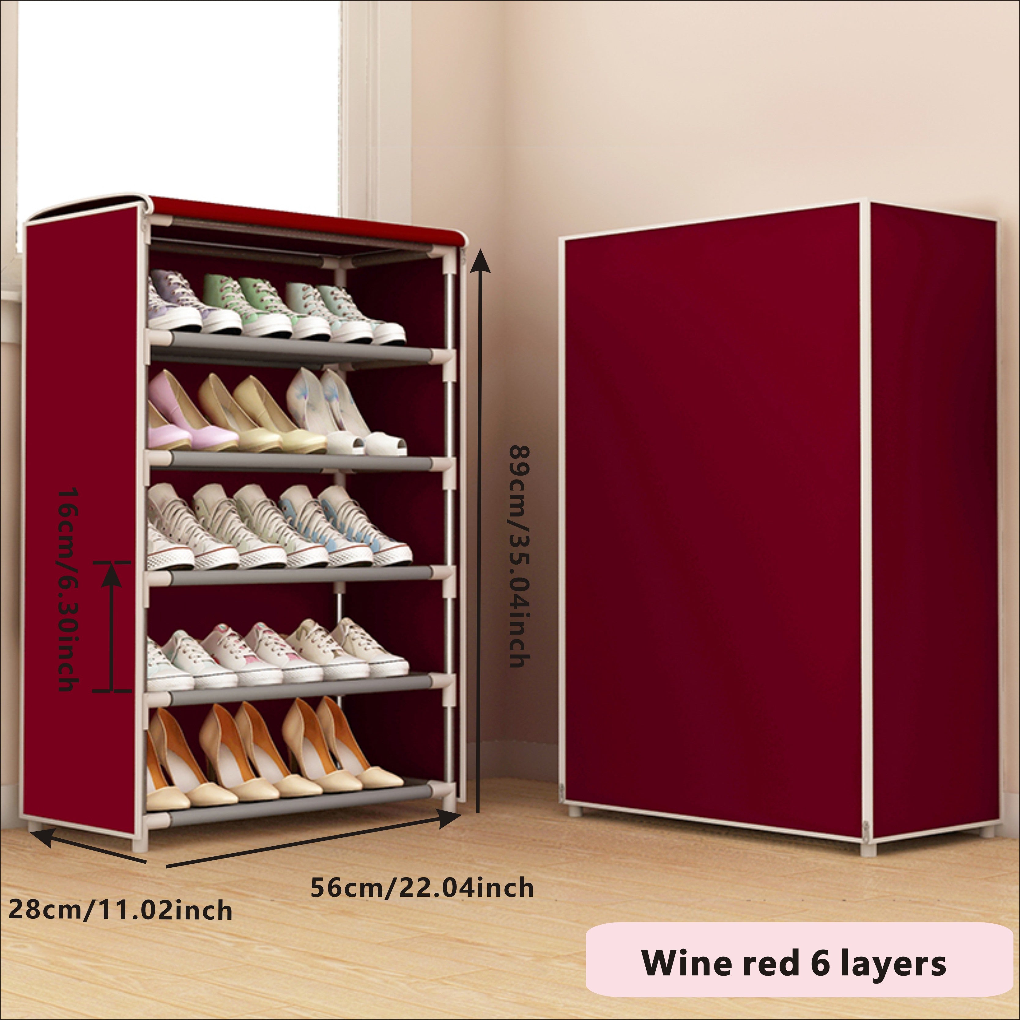 Durable Shoe Storage Cabinet with Fabric Zipper Cover for Hallways and Closets