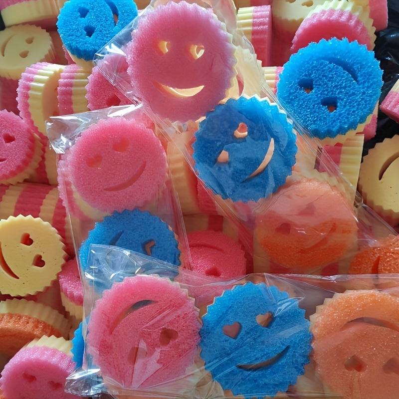 Double-Layer Temperature-Sensitive Scrub Sponges, Cartoon Design, Multi-Use
