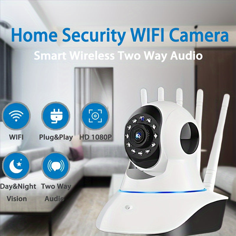 1080P HD Wireless Home Security Camera with Wide-Angle Lens Night Vision Two-Way Audio and Auto Tracking