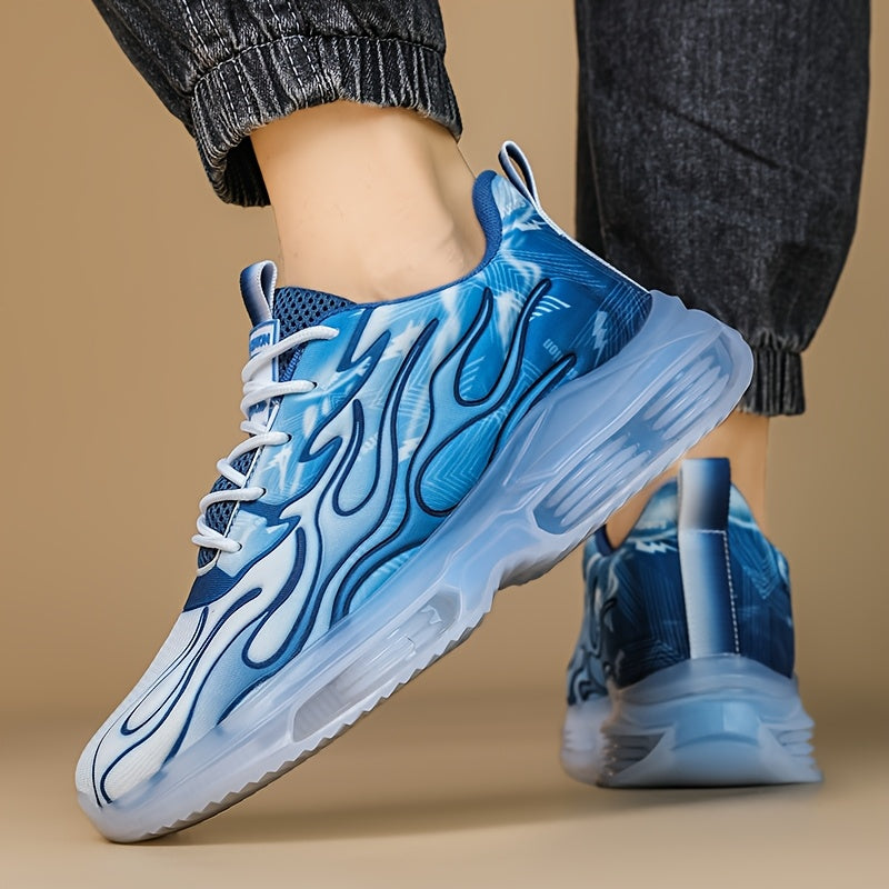 Men's Casual Athletic Sneakers Breathable Fabric Upper EVA Sole Low Top Lace-Up Striped Pattern All-Season Outdoor Comfort