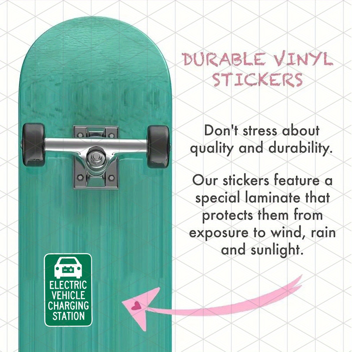 Self-Adhesive Electric Vehicle Charging Warning Sticker Vinyl Green White