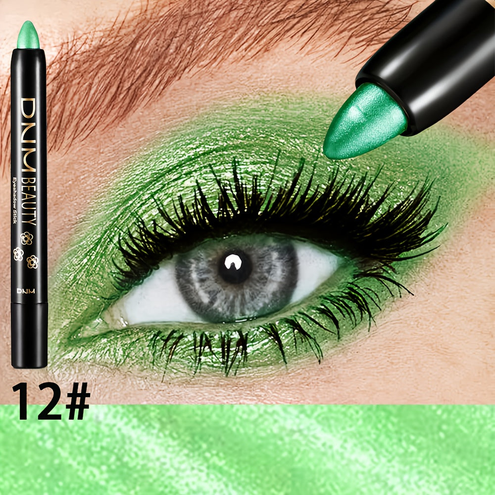 Women 15-Color Eyeshadow Stick Set Waterproof Glitter Shimmer Dual-Ended