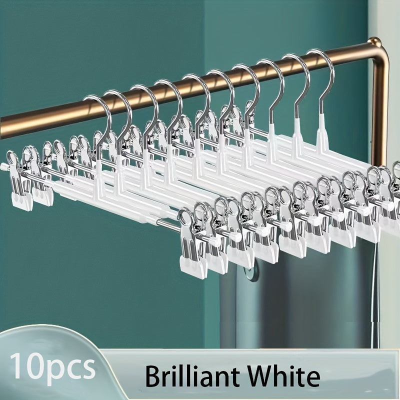 Adjustable Metal Pants Hangers Set of 10 Non-Slip Space-Saving Closet Organizers for Skirts and Underwear