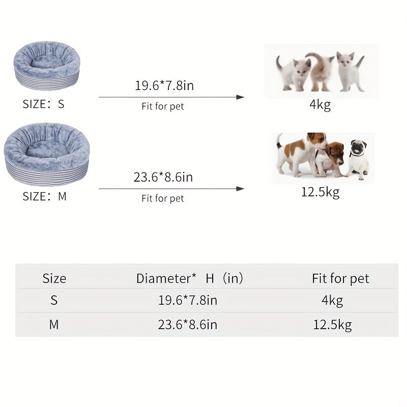 Round Plush Cat Bed with Semi-Enclosed Design for Small Cats