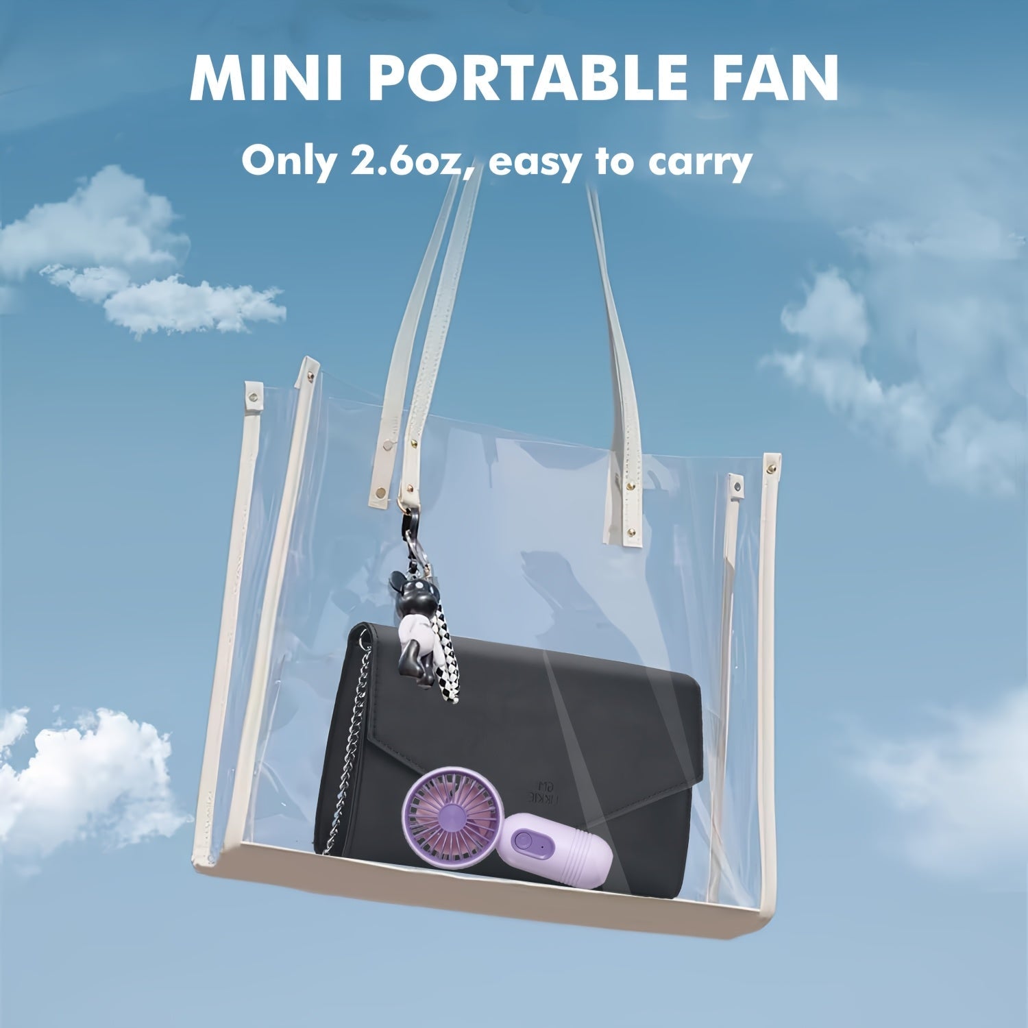 Mini Travel Personal Fan with 3 Speeds USB Rechargeable Battery Operated