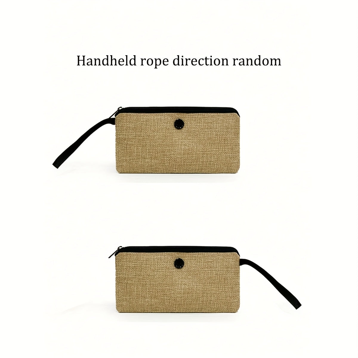 Linen Handbag Large Capacity Travel Makeup Teacher Tote Shopping Bag Khaki