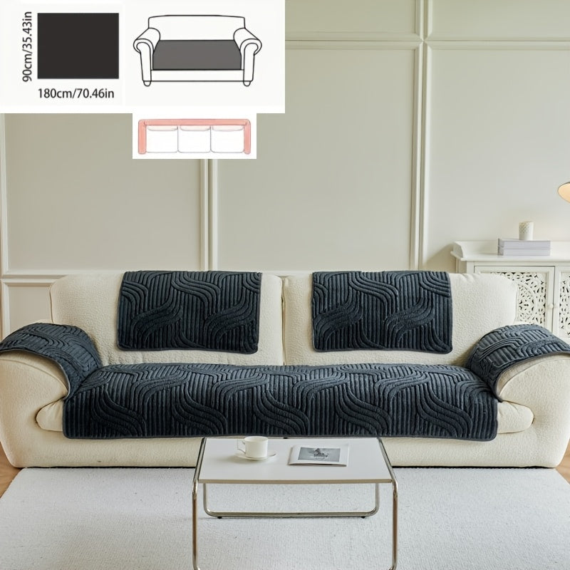 Klassik Stripe Divan qopqog'i, sirpanmaydigan, itga do'st polyester himoya, kreslo, divan, 3-4 o'rinli bo'lakli bo'lak