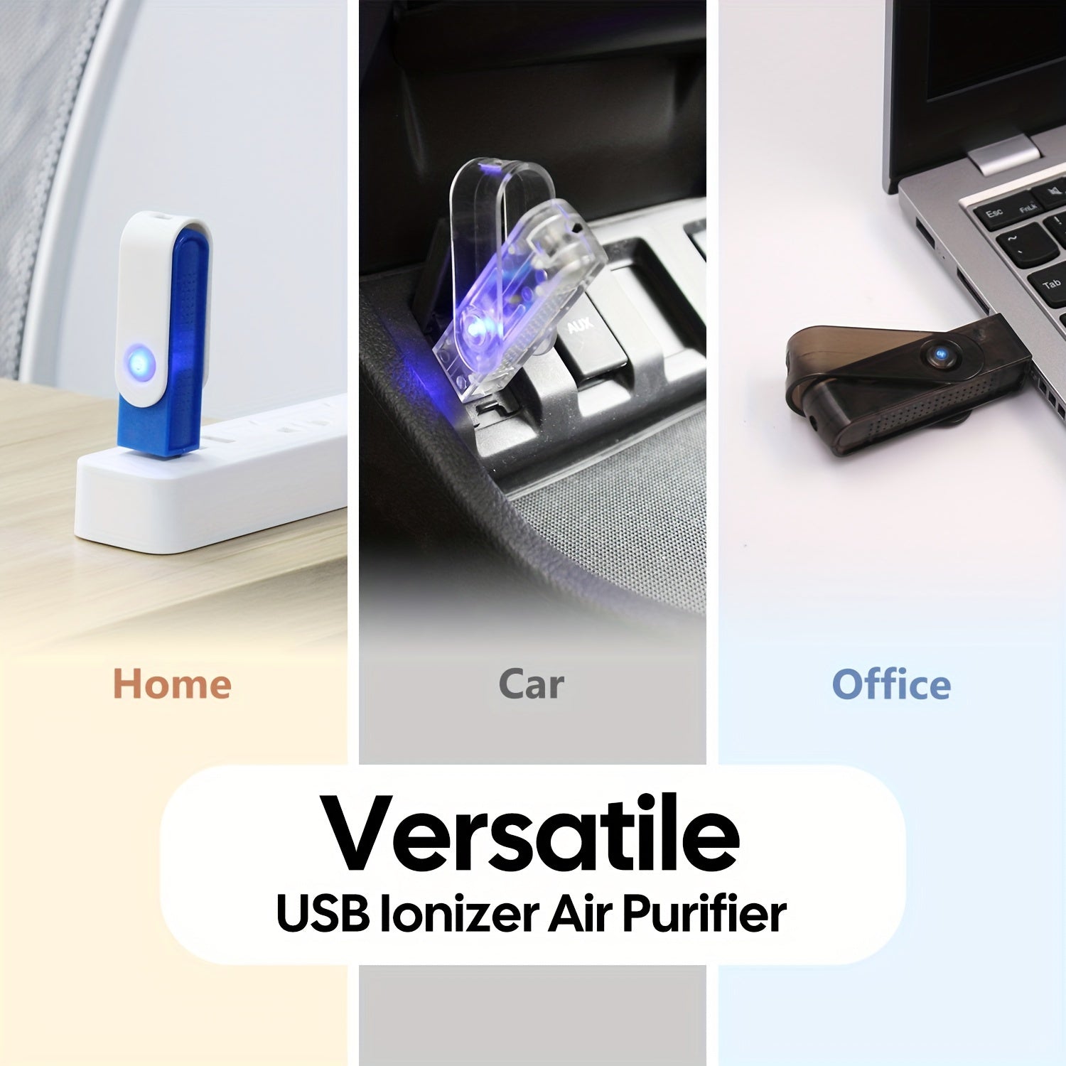 Mini Portable USB Air Purifier Negative Ion Freshener for Car Office Home