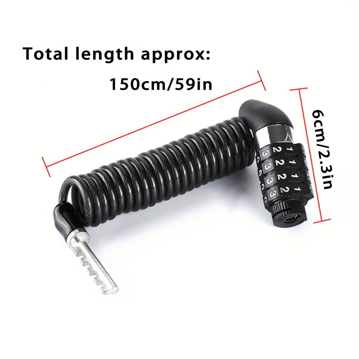 Motorcycle Helmet Lock Cable Steel Security Chain Black Coiled