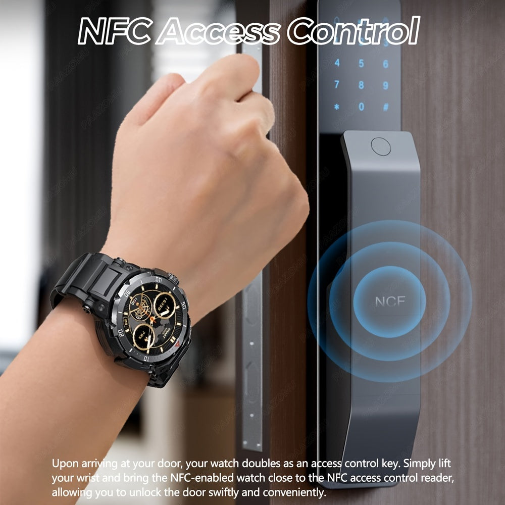 Erkaklar uchun yangi 3 in 1 aqlli soat, quloqchinlar, musiqa, fitnes kuzatuvchi, 1.46 dyuym HD ekran, qo'ng'iroq qilish/olish, dinamik, yozish, sport kuzatuvchi, iOS va Android bilan mos, uzoq kutish vaqti.