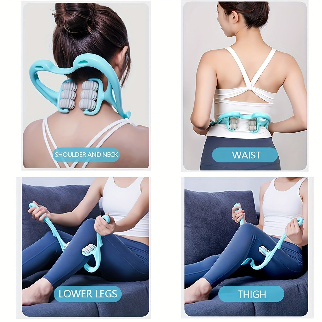 Manual Cervical Massager with Clamp and Six Wheels for Neck Kneading Home Use