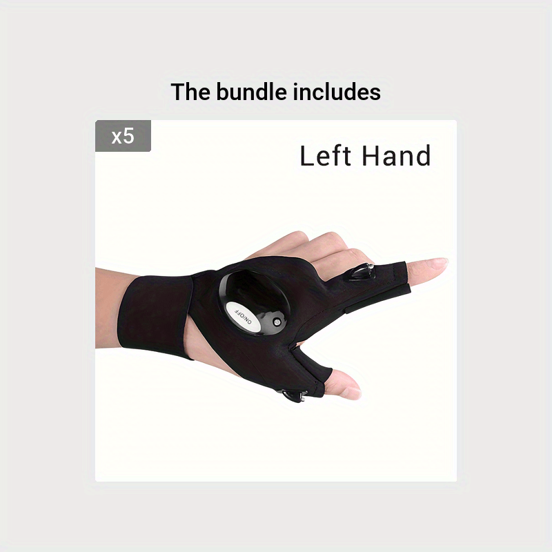 Unisex LED Flashlight Gloves Hands-Free Safety Lights for Camping Fishing