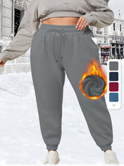 Plus-Size Winter Joggers With Pockets And Drawstring Warm Plush