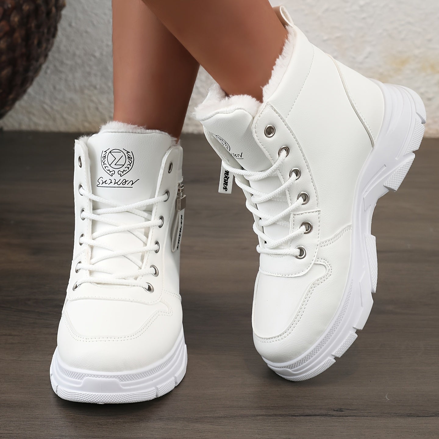 Women's Warm Plush-Lined Ankle Boots with Side Zipper for Winter Snow