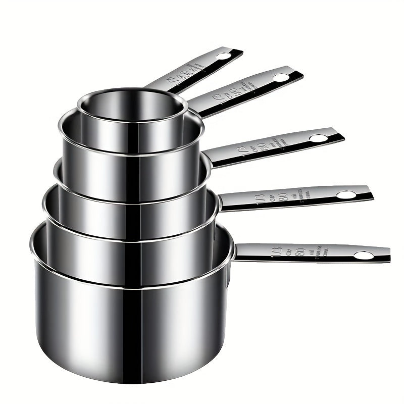 Set of 5 Stainless Steel Measuring Cups and Spoons for Baking and Cooking