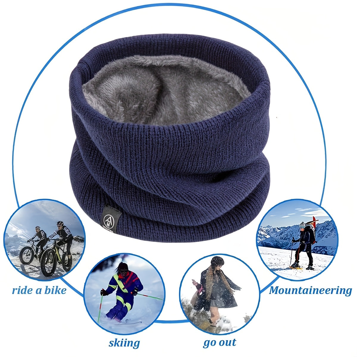 Men's Warm Velour Scarf and Face Shield Cold-Proof Neck Gaiter Winter Accessory