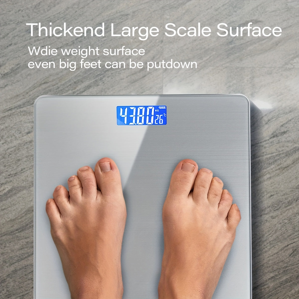 HOTU 1 dona Aqlli Uy O'lchagichi LCD displey, harorat ko'rsatkichi va maksimal yuklama 0.1 lbs (400 lbs/180 kg) ga aniqlik bilan. Batareya kiritilmagan.