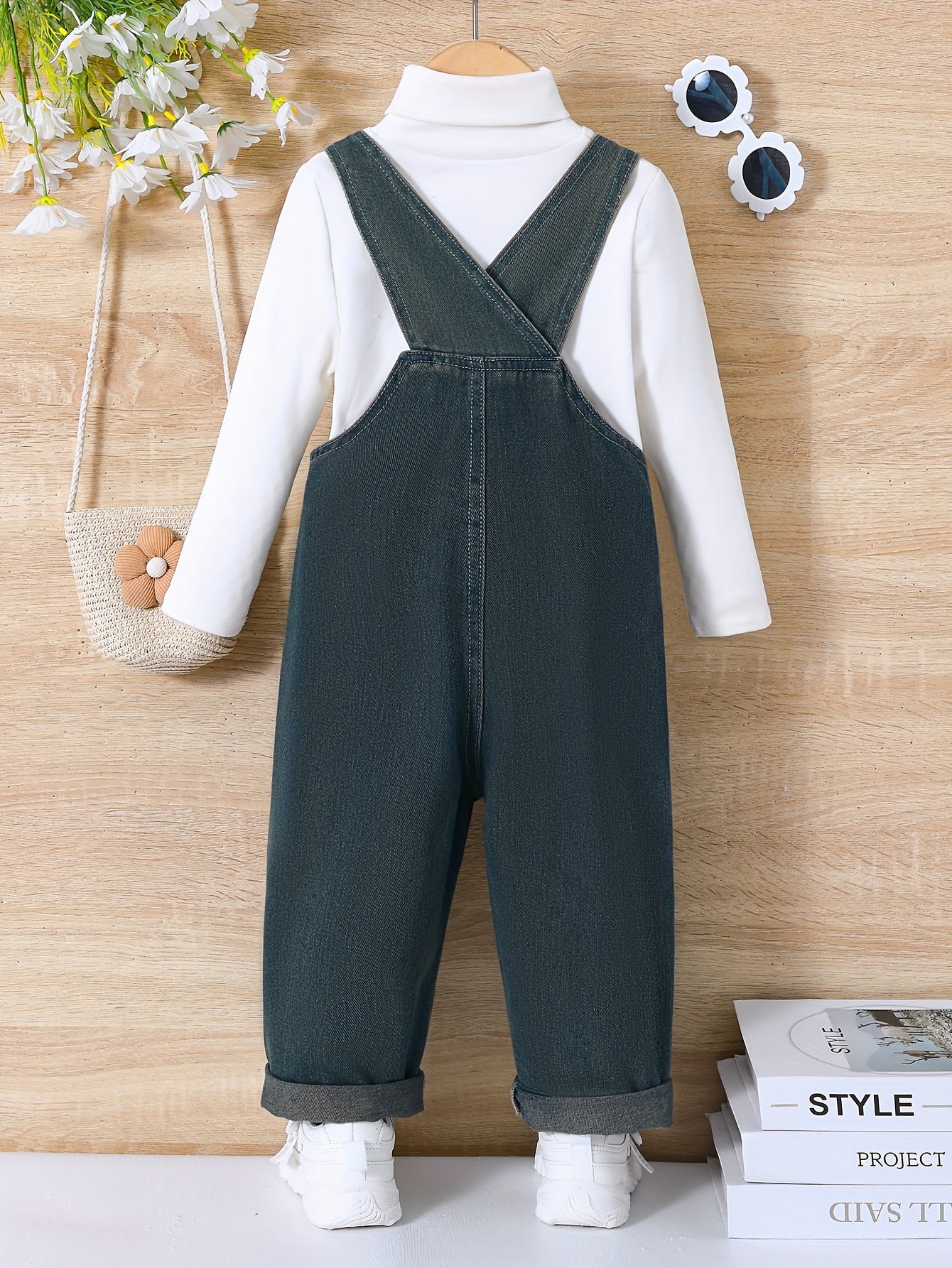 Kids Denim Pants with Daisy Embroidery Breathable Cotton Spring Summer Outdoor Wear