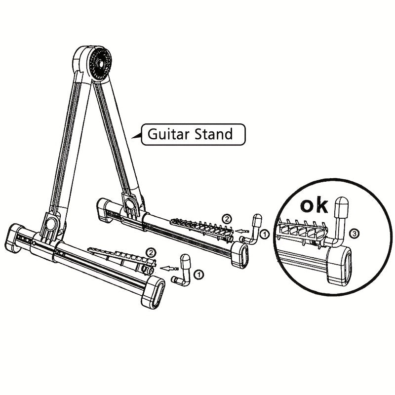 ABS Guitar Stand Adjustable Foldable Non-Slip A-Frame for Acoustic Electric Ukulele Basses