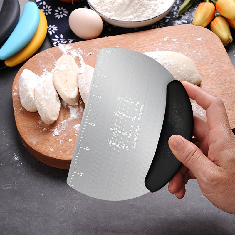 Stainless Steel Dough Scraper with Measurement Marks for Baking and Pastry