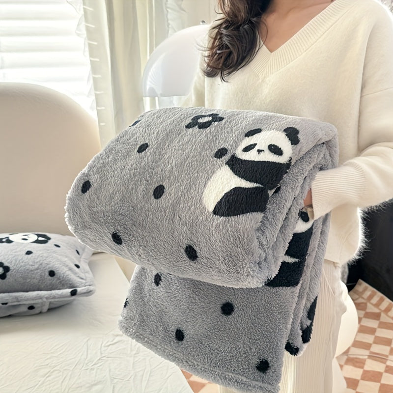 Soft Flannel Throw Blanket with Cozy Panda Design for All Seasons