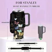 Black Neoprene Cup Holder with Phone Pocket for 40oz Bottles Scratch-Resistant PVC-Free