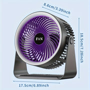 Compact USB fan with adjustable angle for indoor outdoor use in home travel dorms