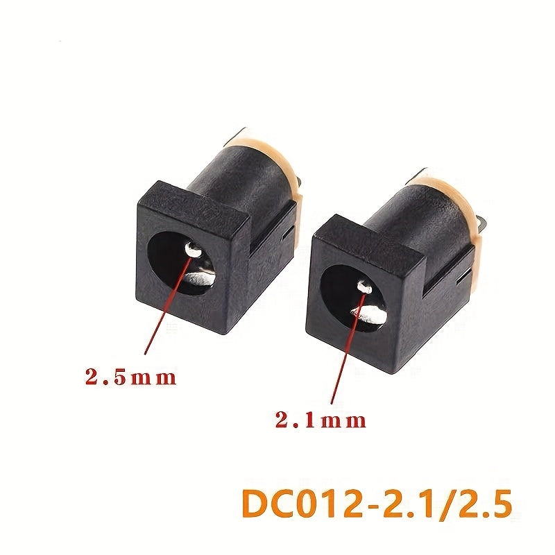 10 Pack DC Power Connectors 5.5x2.1/2.5mm Round Pin Female Socket Straight Vertical