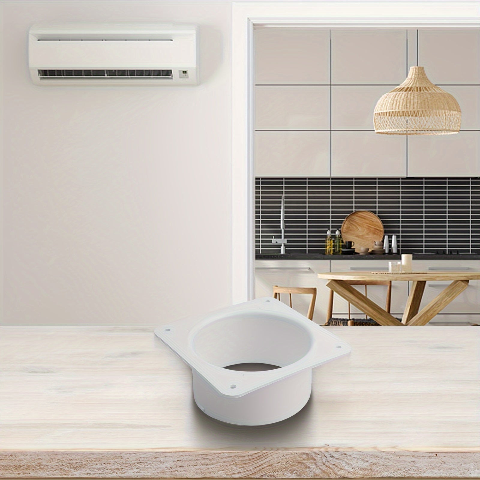 Conector de plástico blanco en forma de cuadrado para conducto de ventilación de aire acondicionado