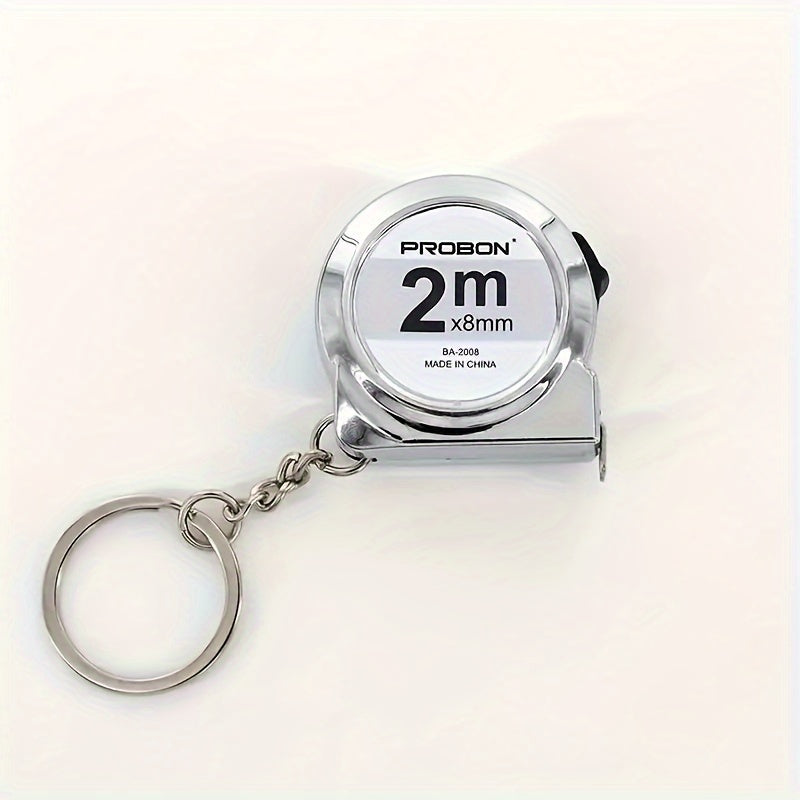 Steel Keychain Tape Measure 2 Meters Compact Portable Car Accessory