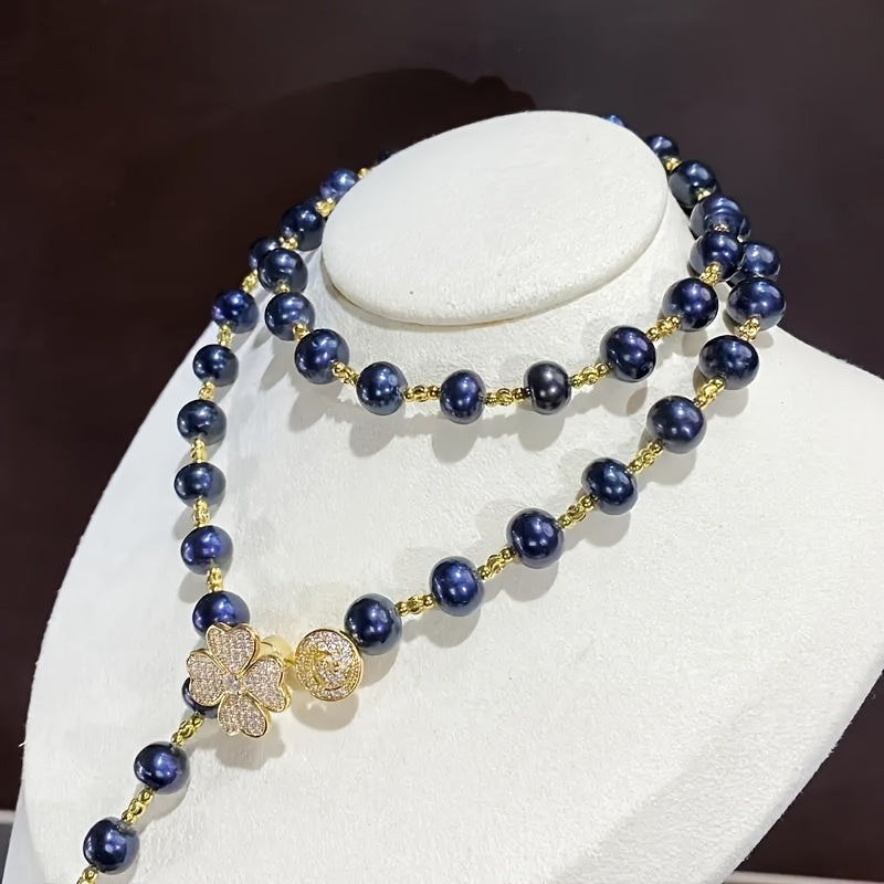 Freshwater Pearl Necklace with Cubic Zirconia Elegant Jewelry for Birthdays and Holidays