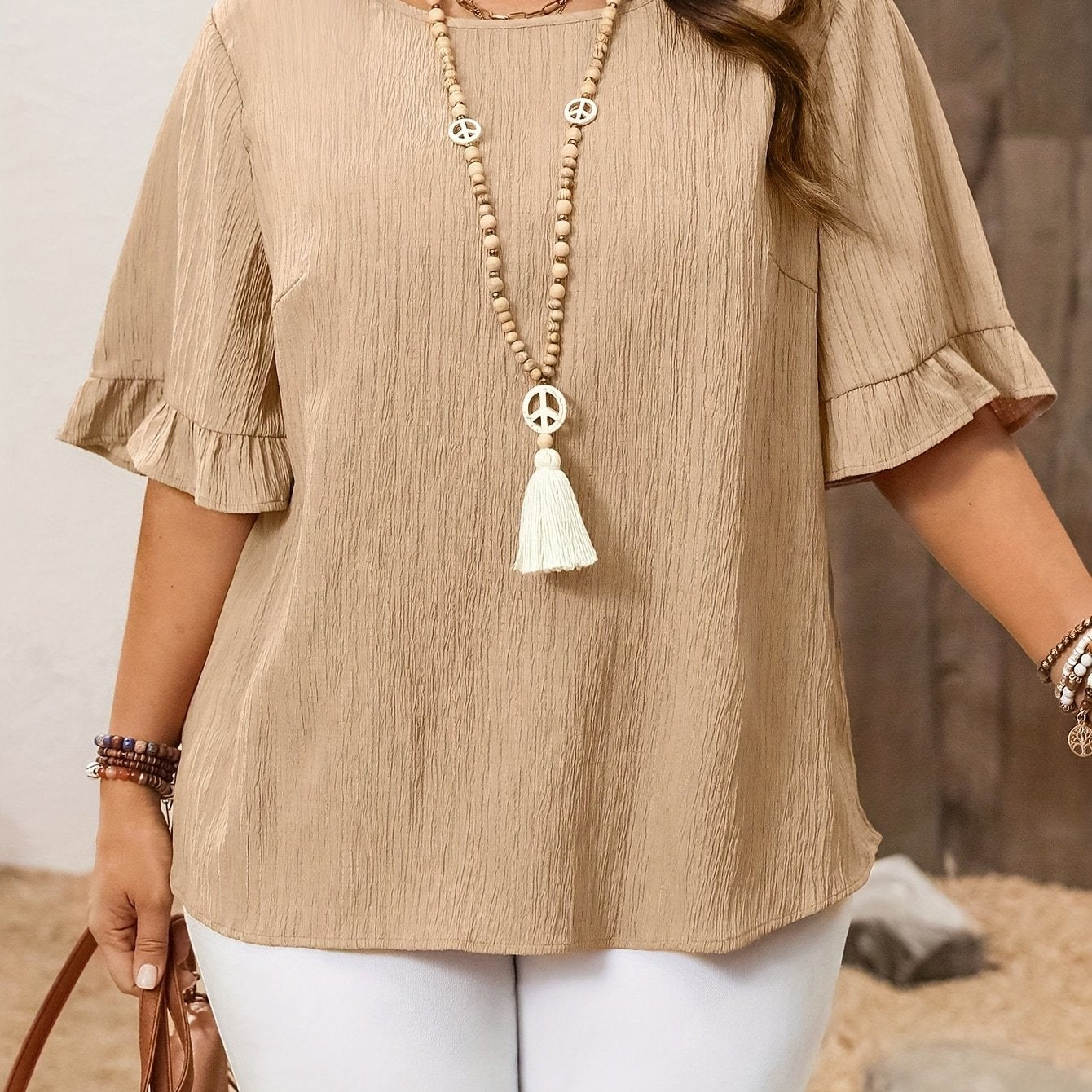 Plus o'lcham ayollar uchun kundalik kofta, qisqa qo'l, yengil, bir xil rangli top