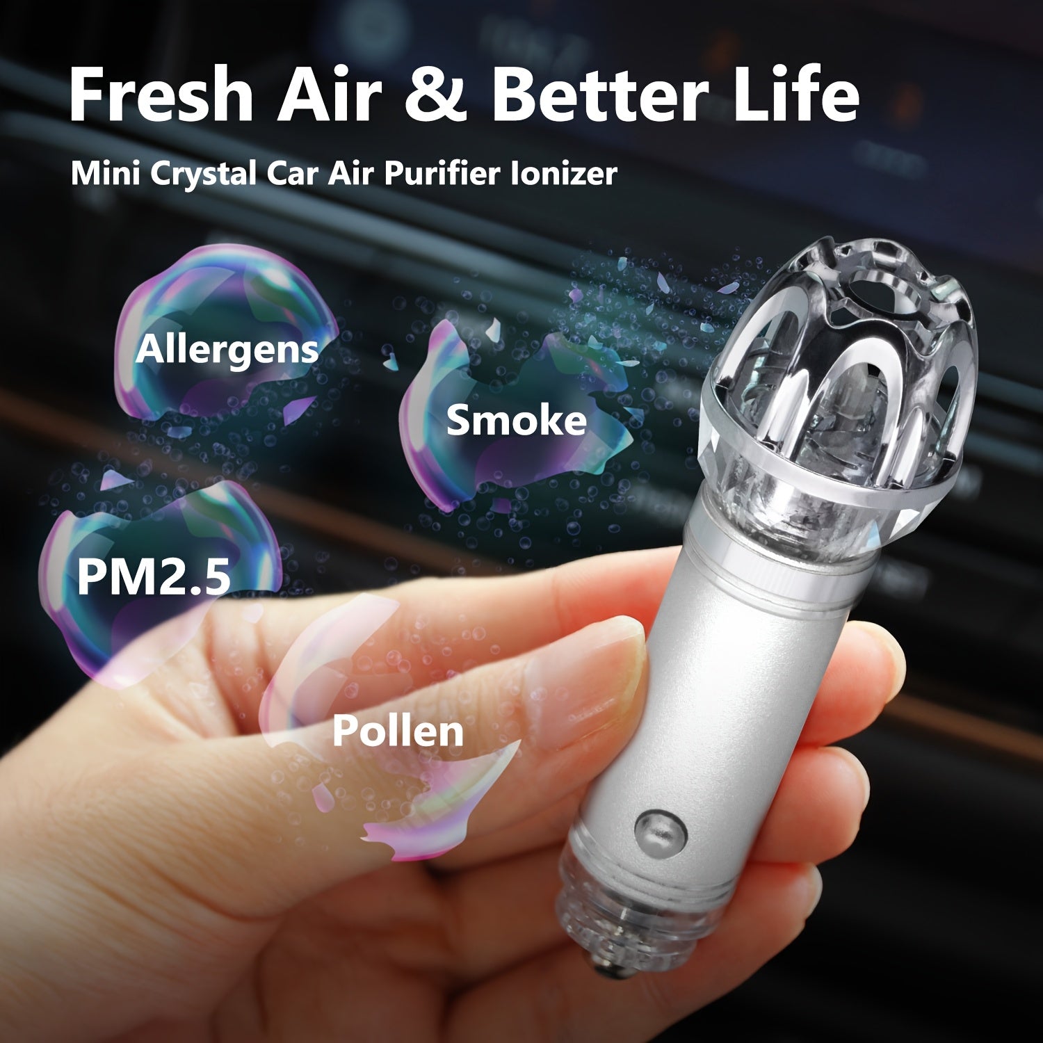 Мини-кристаллический ионный очиститель воздуха для автомобиля и дома на колесах