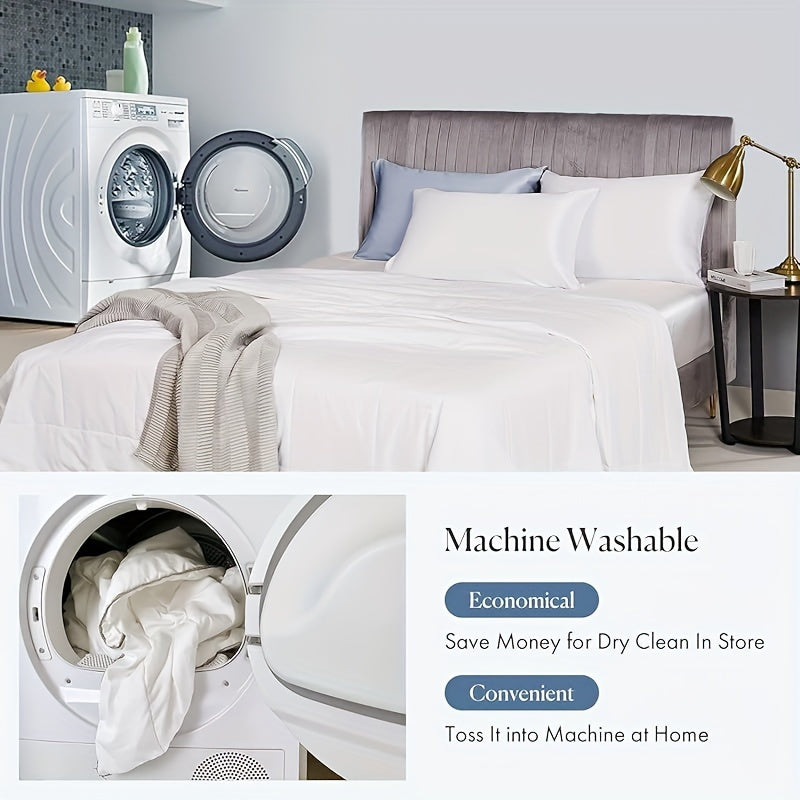 30mm Silk Quilt with Egyptian Cotton Shell Duvet Cover All-Season Stripes Satin