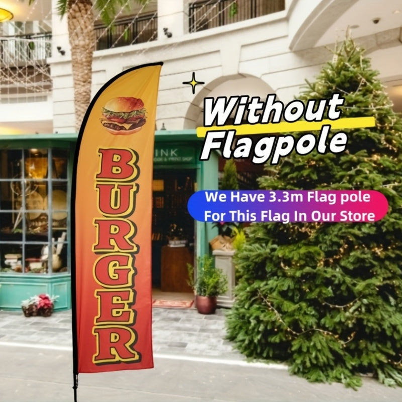 Outdoor Advertising Flag Polyester Digital Printed for Promoting Hamburger Products 110G Warp-Knitted Fabric