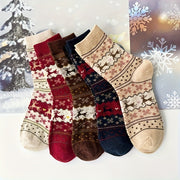 Women's Christmas Reindeer Snowflake Cozy Thick Socks Set of 3 in Mixed Colors