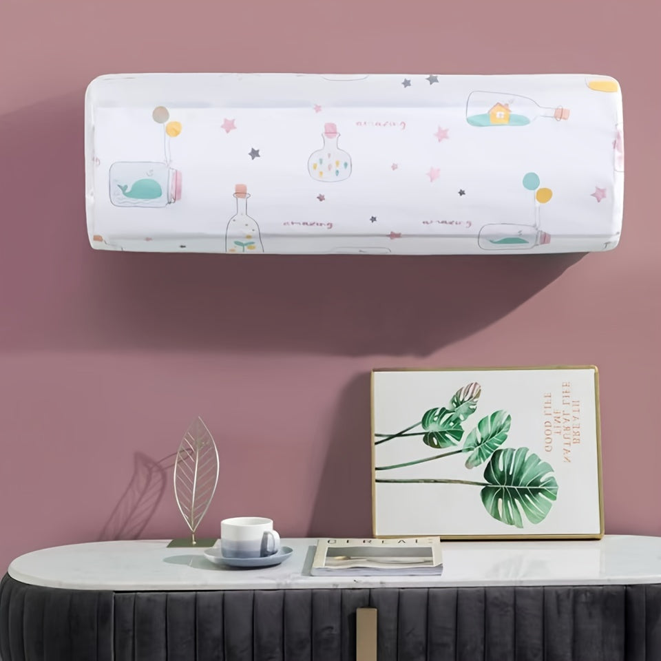 Water-Resistant Air Conditioner Dust Cover with Stylish Pattern, Stretchable Wall Guard