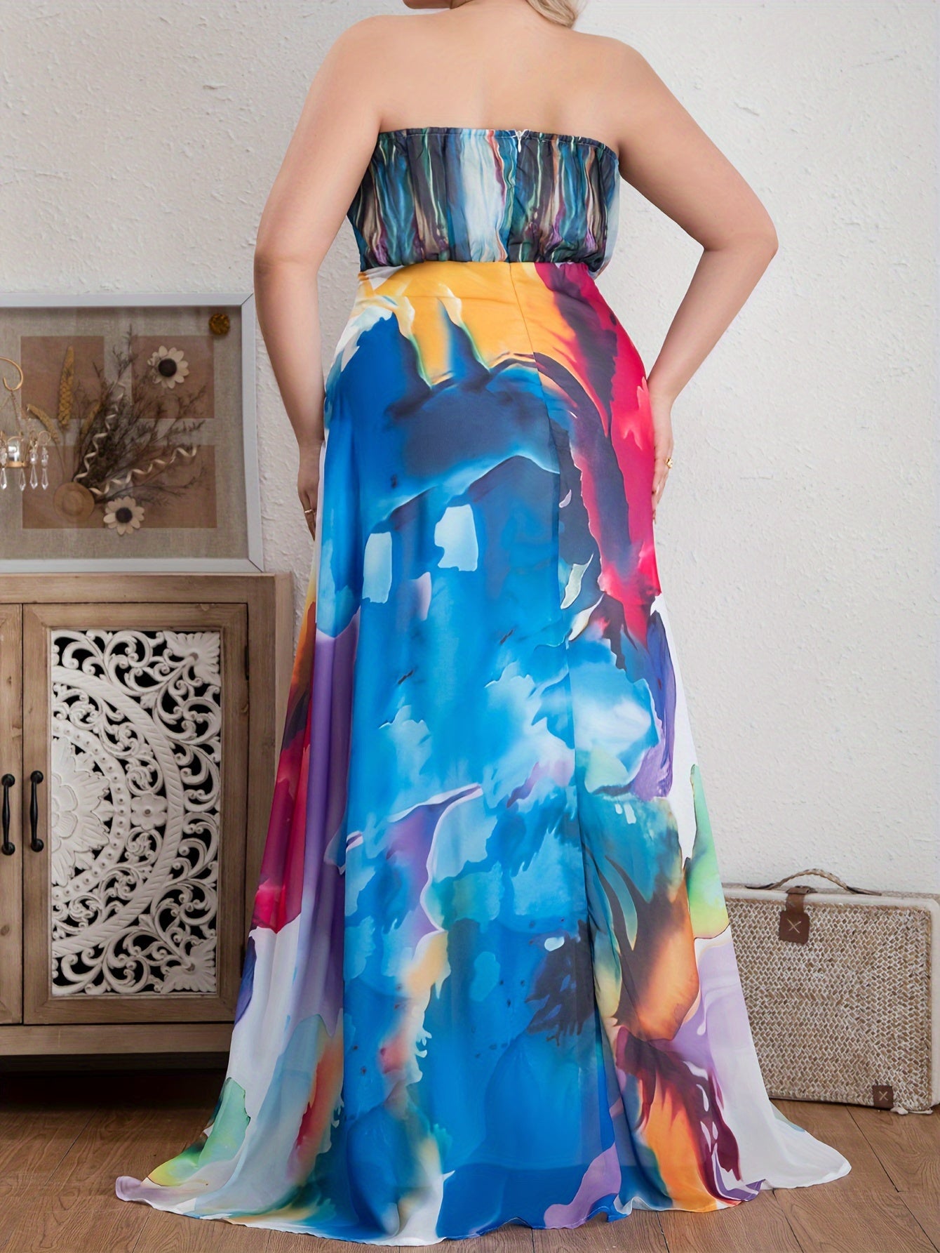 Women's Plus Size Sleeveless Tube Dress for Party and Banquet