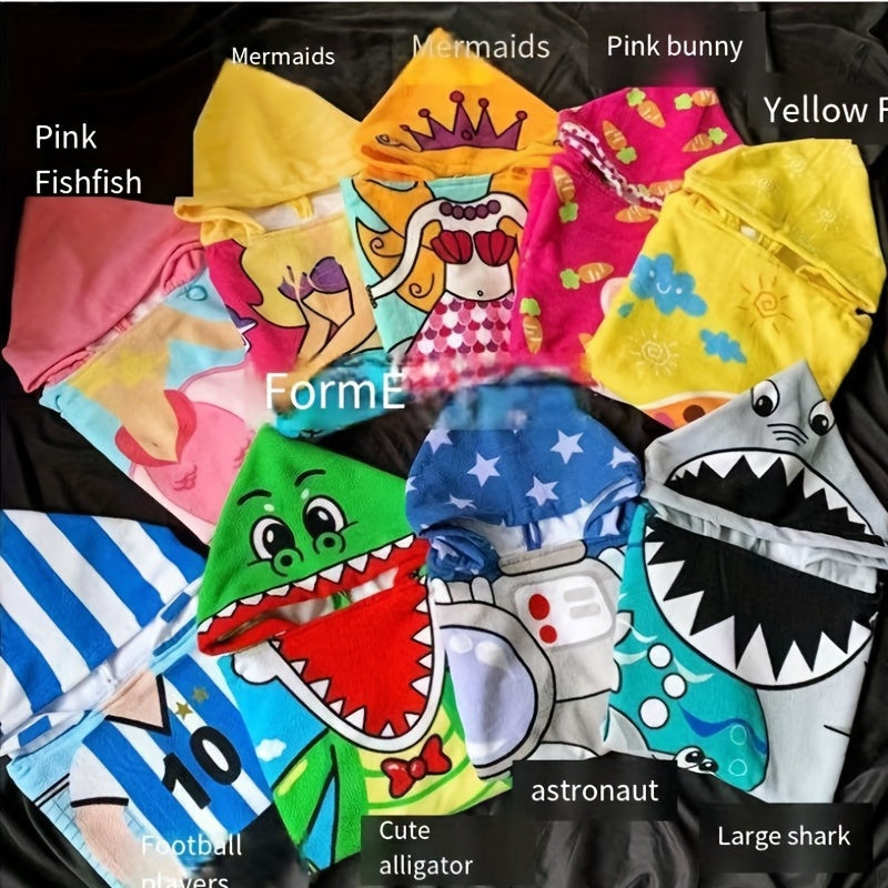 Kids Hooded Bath Towel with Fun Designs, Soft Cotton, Ideal for Kids