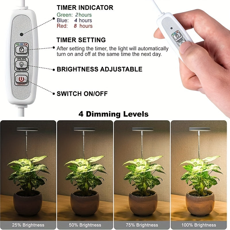 LED Grow Light for Indoor Plants Full Spectrum Height Adjustable Dimmable Timer