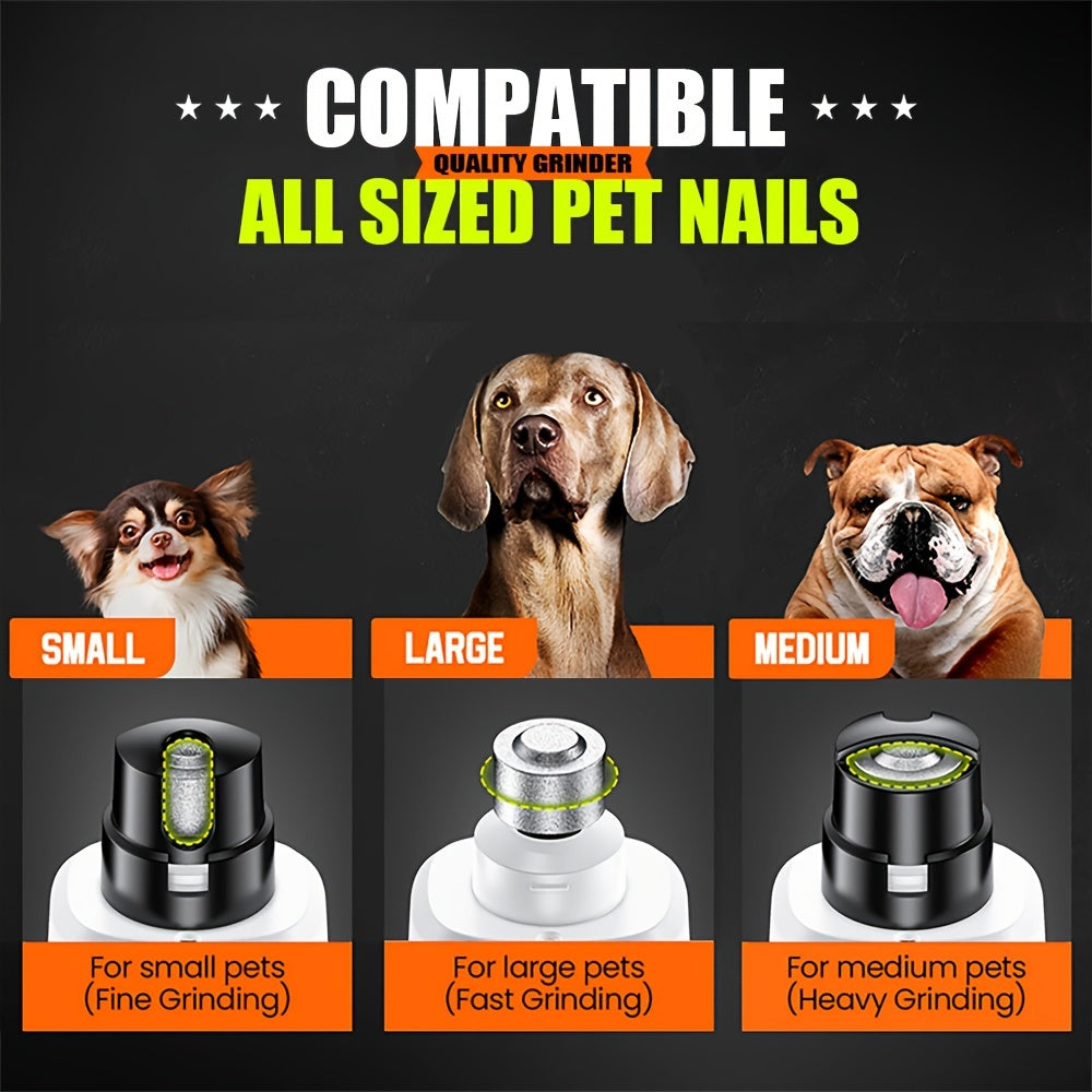 Pet Nail Grinder with 2 LED Lights, 5-Speed Rechargeable Electric Trimmer for Dogs
